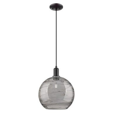 Athens Deco Swirl 1 Light Cord Hung Mini Pendant 14.2 X 12 by Innovations - 716-1P-BK-G1213-12SM