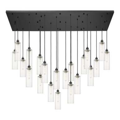 Crown Point 21 Light Multi Pendant 44 and 71.38 Inch Wide by Innovations - 172BK-B-21P-BK-G434-12CL