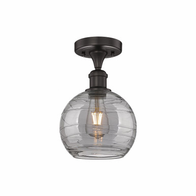 Athens Deco Swirl 1 Light 7.5 Inch Wide Semi Flush Mount by Innovations - 616-1F-OB-G1213-8SM