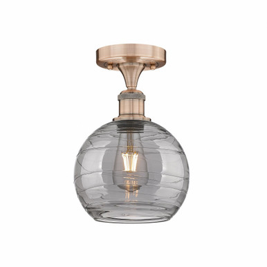 Athens Deco Swirl 1 Light 7.5 Inch Wide Semi Flush Mount by Innovations - 616-1F-AC-G1213-8SM