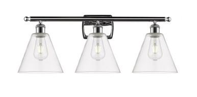 Berkshire Glass 3 Light Bath Vanity 11 Inch and 28 Inch Wide by Innovations - 516-3W-PC-GBC-82