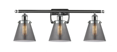 Cone 3 Light Bath Vanity 11 Inch Tall and 26 Inch Wide by Innovations - 916-3W-PC-G63