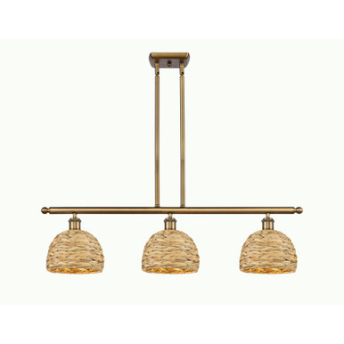 Woven Rattan 3 Light Island 9.25 Inch Tall and 36 Inch Wide by Innovations - 516-3I-RBD-8