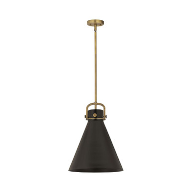 Newton Cone 1 Light Pendant 18.25 Inch Tall and 14 Inch Wide by Innovations - 410-1SL-BB-M411-14BK