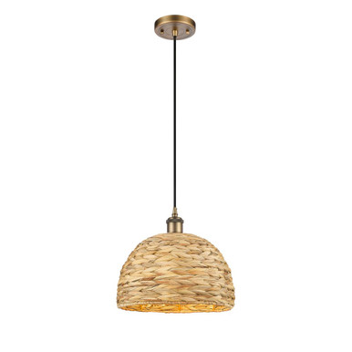 Woven Rattan 1 Light Mini Pendant 10.75 and 12 Inch Wide by Innovations - 516-1P-RBD-12