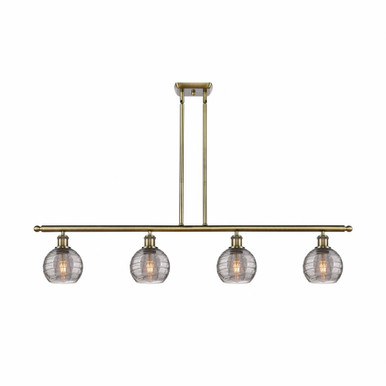 Athens Deco Swirl 4 Light Stem Hung Island 8.63 InchX48 Inch by Innovations - 516-4I-AB-G1213-6SM