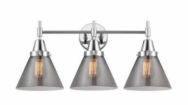 Cone 3 Light Bath Vanity 11.25 Inch Tall and 25.75 Inch Wide by Innovations - 447-3W-PC-G43