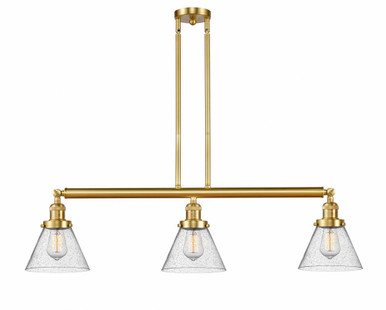 Cone 3 Light Stem Adjustable Island 10 and 40.25 Inch Wide by Innovations - 213-SG-G44