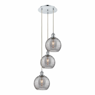 Athens Deco Swirl 3 Light Cord Hung Multi Pendant 30.38X14.5 by Innovations - 113B-3P-PC-G1213-8SM