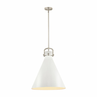 Newton Cone 1 Light Metal Large Stem Pendant 18 Inch Wide by Innovations - 410-1SL-SN-M411-18W