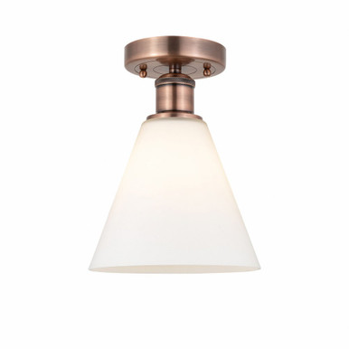 Berkshire Glass 1 Light Semi Flush Mount 12 InchX8 Inch Wide by Innovations - 616-1F-AC-GBC-81