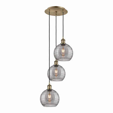 Athens Deco Swirl 3 Light Cord Hung Multi Pendant 30.38X14.5 by Innovations - 113B-3P-AB-G1213-8SM