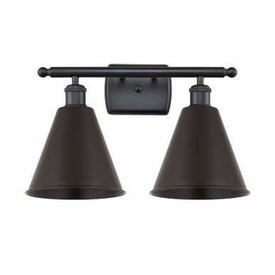 Ballston Cone 2 Light Vanity Light by Innovations - 516-2W-BK-MBC-8-BK