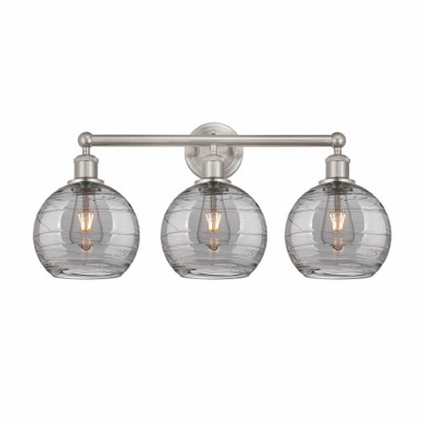 Athens Deco Swirl 3 Light Bath Vanity 12.13 X 26 Inch Wide by Innovations - 616-3W-SN-G1213-8SM