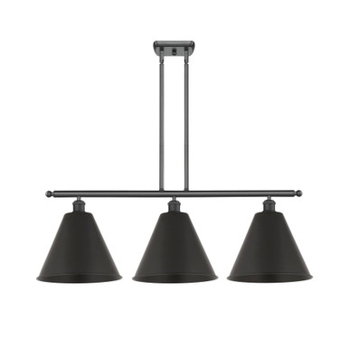 Berkshire Metal 3 Light Stem hung Island 13.5X38.5 Inch Wide by Innovations - 516-3I-BK-MBC-12-BK