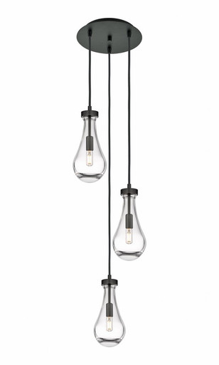 Owego 3 Light 5" Multi Pendant 42.75 Inch X 11.63 Inch Wide by Innovations - 113-451-1P-BK-G451-5CL