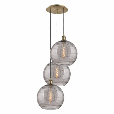 Athens Deco Swirl 3 Light Cord Hung Multi Pendant 40.88X18.5 by Innovations - 113B-3P-AB-G1213-12SM