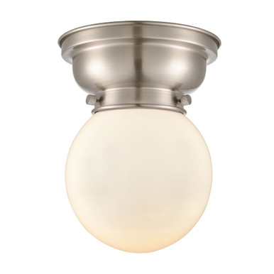 Beacon 1 Light Flush Mount 8.38 Inch Tall and 6 Inch Wide by Innovations - 623-1F-SN-G201-6