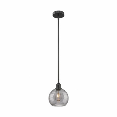 Athens Deco Swirl 1 Light Stem Mini Pendant 9.38 X 8 by Innovations - 616-1S-BK-G1213-8SM
