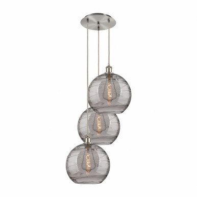 Athens Deco Swirl 3 Light Cord Hung Multi Pendant 40.88X18.5 by Innovations - 113B-3P-SN-G1213-12SM