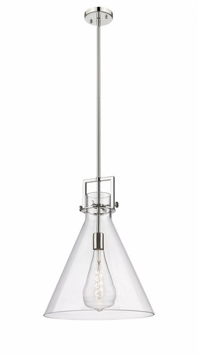Newton Cone 1 Light Stem Hung Pendant 20.38 and 16 Inch Wide by Innovations - 411-1SL-PN-G411-16CL