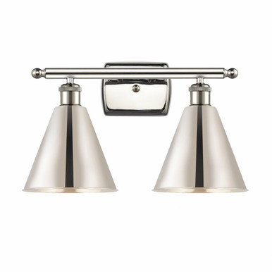 Ballston Cone 2 Light Vanity Light by Innovations - 516-2W-PN-MBC-8-PN