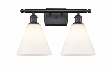 Berkshire Glass 2 Light Bath Vanity 11 Inch and 18 Inch Wide by Innovations - 516-2W-BK-GBC-81