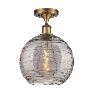 Athens Deco Swirl 1 10 Inch Wide Steel Semi Flush Mount by Innovations - 516-1C-BB-G1213-10SM