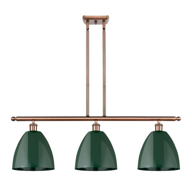 Plymouth 3 Light Stem Hung Island 11.63 and 36 Inch Wide by Innovations - 516-3I-AC-MBD-9-GR