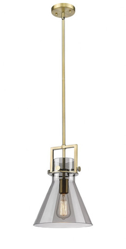 Newton Cone 1 Light Stem Hung Mini Pendant 13.63 X 10 Inch by Innovations - 411-1SM-BB-G411-10SM