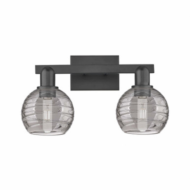 Athens Deco Swirl 2 Light Bath Vanity 9.88 X 16.88 Inch Wide by Innovations - 716-2W-BK-G1213-6SM