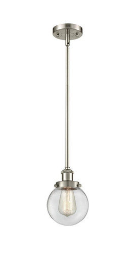 Beacon 1 Light Mini Pendant 9 Inch Tall and 6 Inch Wide by Innovations - 916-1S-SN-G202-6