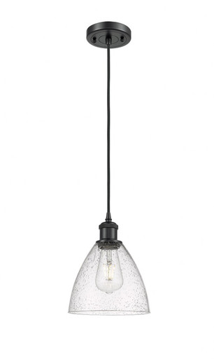 Bristol 1 Light Glass Cord hung Mini Pendant 9.5X7.5 Inch by Innovations - 516-1P-BK-GBD-754