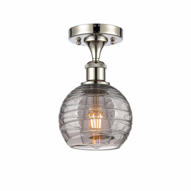 Athens Deco Swirl 1 Light 6 Inch Wide Semi Flush Mount by Innovations - 516-1C-PN-G1213-6SM