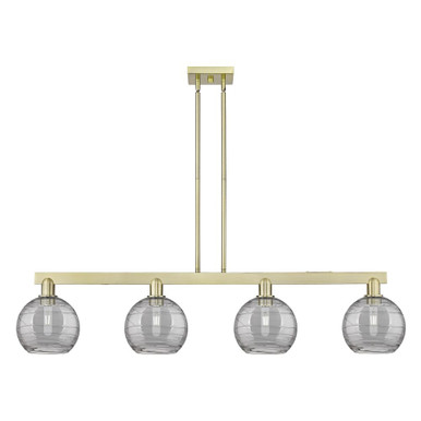 Athens Deco Swirl 4 Light Stem Hung Island 10.75 X 50.75 by Innovations - 716-4I-AB-G1213-8SM