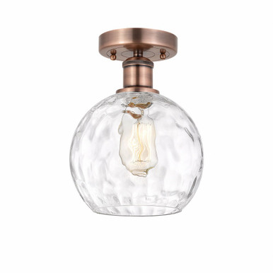 Athens Water Glass 1 Light Semi Flush Mount 12 X 8 Inch Wide by Innovations - 616-1F-AC-G1215-8