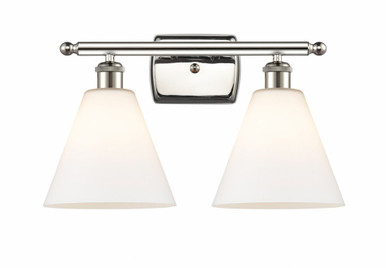 Berkshire Glass 2 Light Bath Vanity 11 Inch and 18 Inch Wide by Innovations - 516-2W-PN-GBC-81