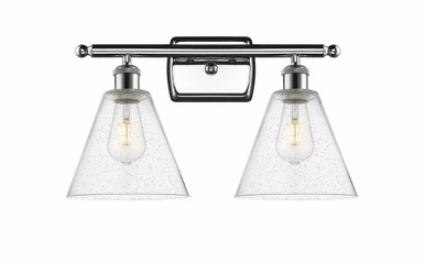 Berkshire Glass 2 Light Bath Vanity 11 Inch and 18 Inch Wide by Innovations - 516-2W-PC-GBC-84