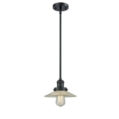 Halophane 100W 1 LED Stem Hung Mini Pendant 8X8.5 Inch Wide by Innovations - 201S-BK-G2-LED