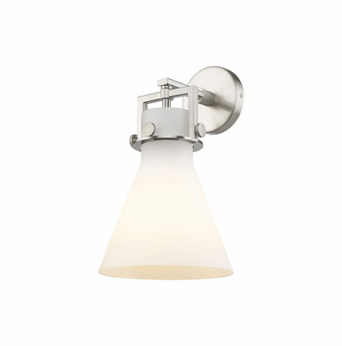 Newton Cone 1 Light Glass Wall Sconce by Innovations - 411-1W-SN-G411-8WH