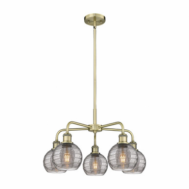 Athens Deco Swirl 5 Light Medium Chandelier by Innovations 516-5CR-G1213-6 - 516-5CR-AB-G1213-6SM