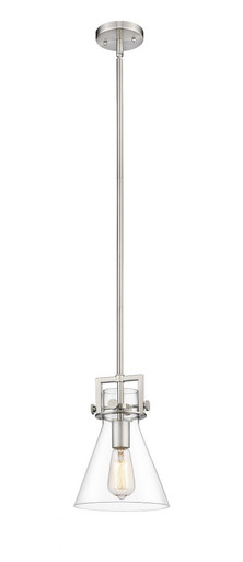 Newton Cone 1 Light Mini Pendant 11.38 Inch and 8 Inch Wide by Innovations - 411-1SS-SN-G411-8CL