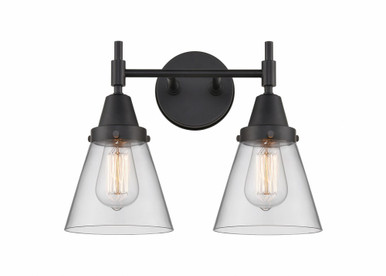 Cone 2 Light Bath Vanity 11 Inch Tall and 15.25 Inch Wide by Innovations - 447-2W-BK-G62