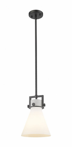 Newton Cone 1 Light Mini Pendant 11.38 Inch and 8 Inch Wide by Innovations - 411-1SS-BK-G411-8WH