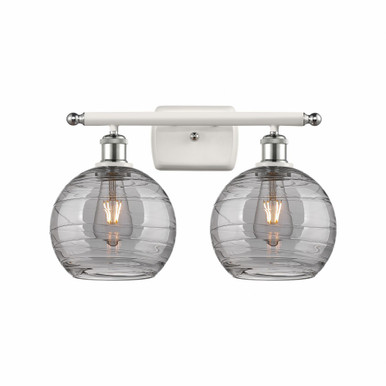 Athens Deco Swirl 2 Light Bath Vanity 10.88 X 18 Inch Wide by Innovations - 516-2W-WPC-G1213-8SM