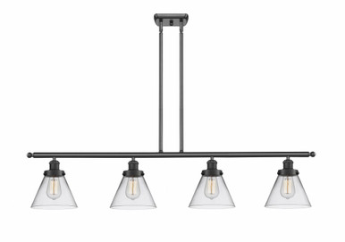 Cone 4 Light Stem Hung Island 10 Inch Tall and 48 Inch Wide by Innovations - 916-4I-BK-G42