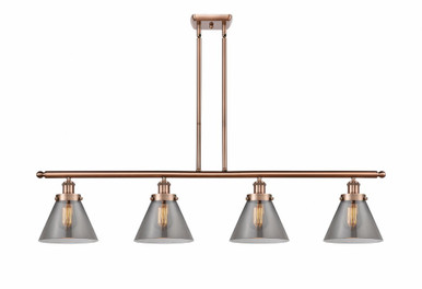 Cone 4 Light Stem Hung Island 10 Inch Tall and 48 Inch Wide by Innovations - 916-4I-AC-G43