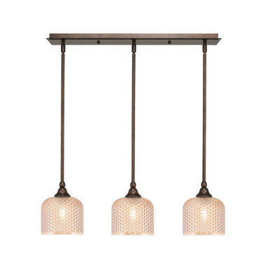 3 Light Dome Stem Hung Linear Pendalier 7.25 and 26 Inch Length by Toltec - 25-4613