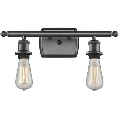 Bare Bulb 2 Light Industrial Vanity Light by Innovations - 516-2W-BK