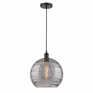 Athens Deco Swirl 1 Light Cord Down Mini Pendant 15.13X13.75 by Innovations - 616-1P-BK-G1213-14SM